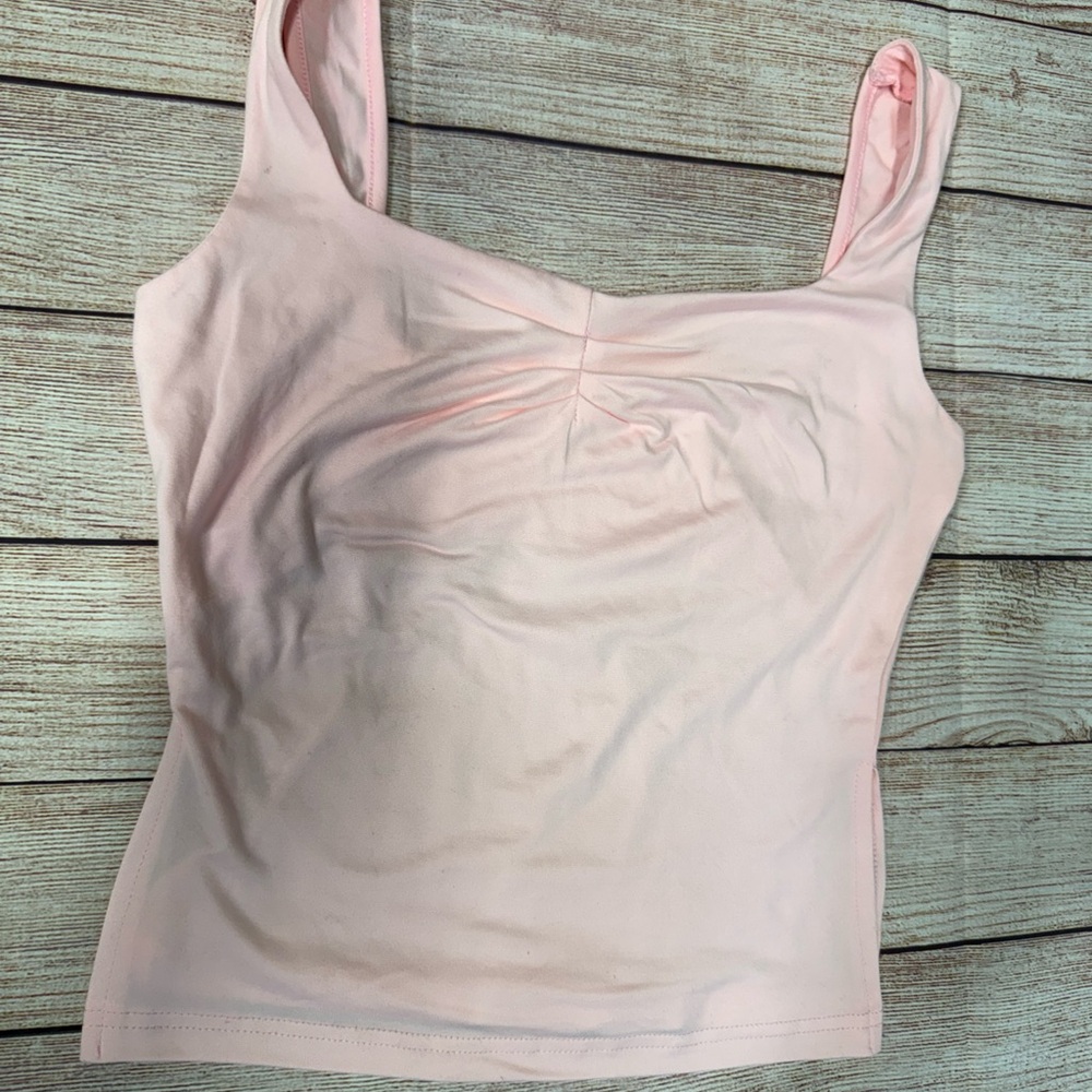 SHEIN Pink Ruched Fitted Crop Tank Top